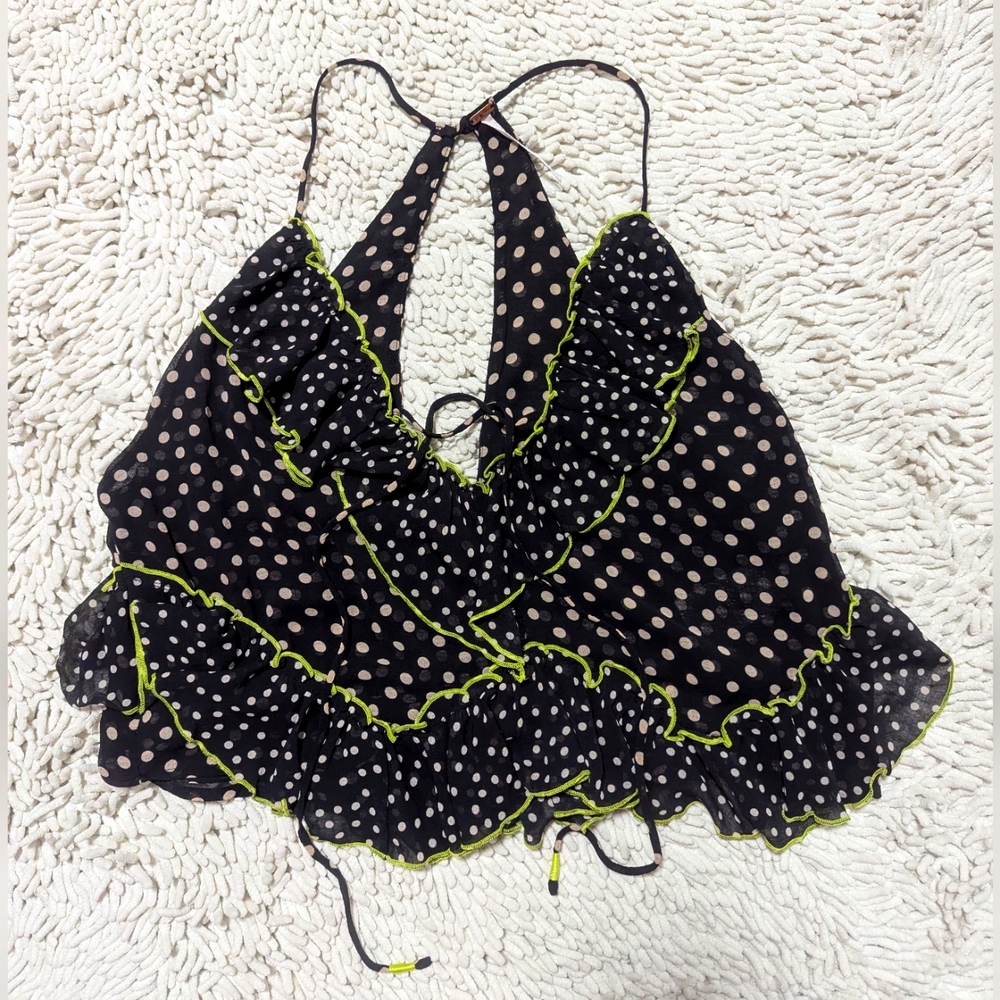 Free People Navy Blue Polka Dot Tank Top- Size XS